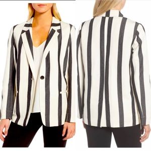 Trouve black and ivory stripe blazer